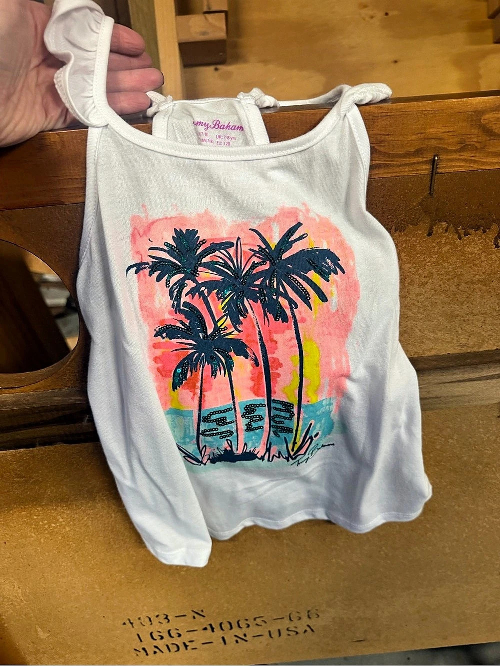 Tommy Bahama Palm Tree Tank Top Girls Medium (8)